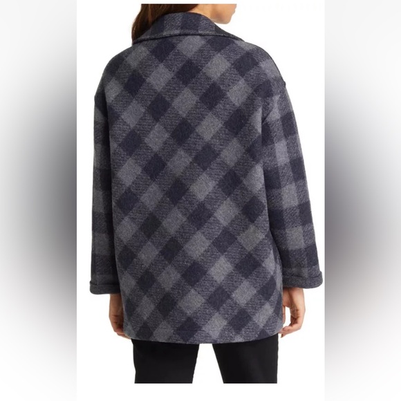 HARRIS WHARF LONDON  Plaid Virgin Wool Coat In Blue / Grey SZ IT 38 (XS/S) - Picture 2 of 6